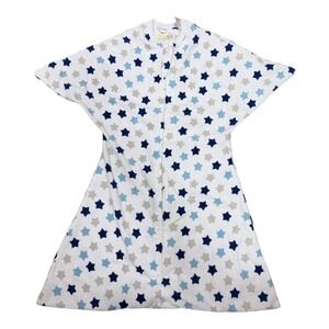 Zipadee-Zip Swaddle Transition Blanket Blue Navy Grey Stars Fleece Medium 6-12M